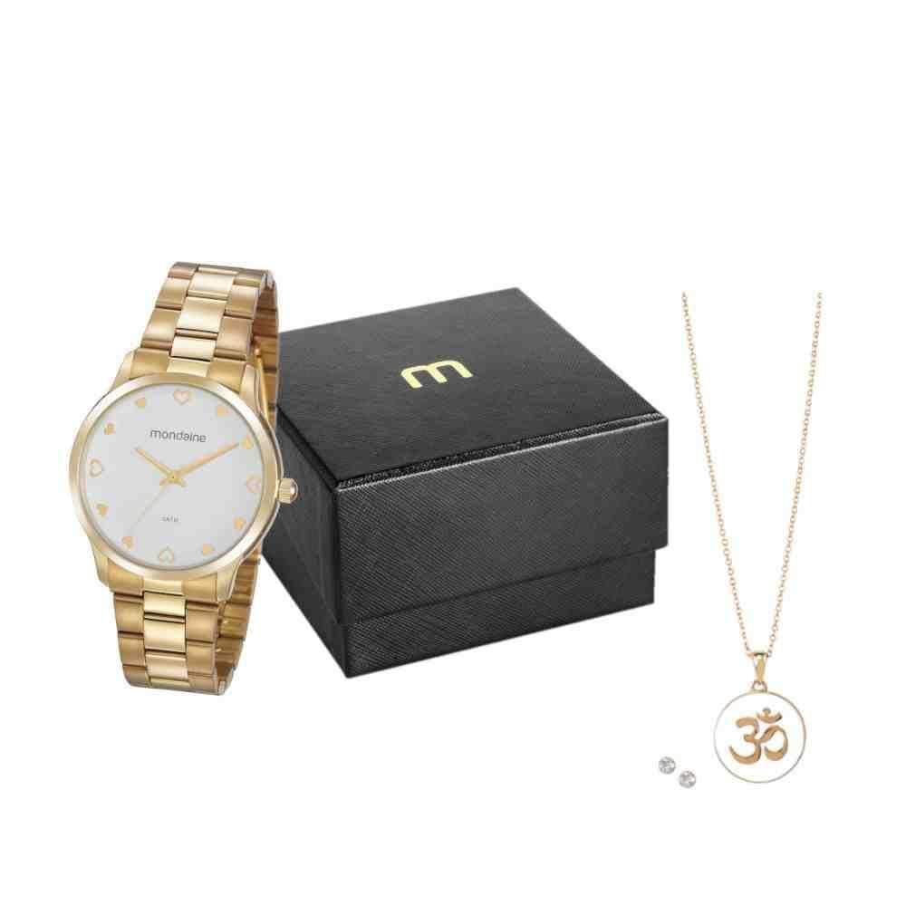 Kit Relógio Dourado Feminino Mondaine 32111Lpmvde1K5