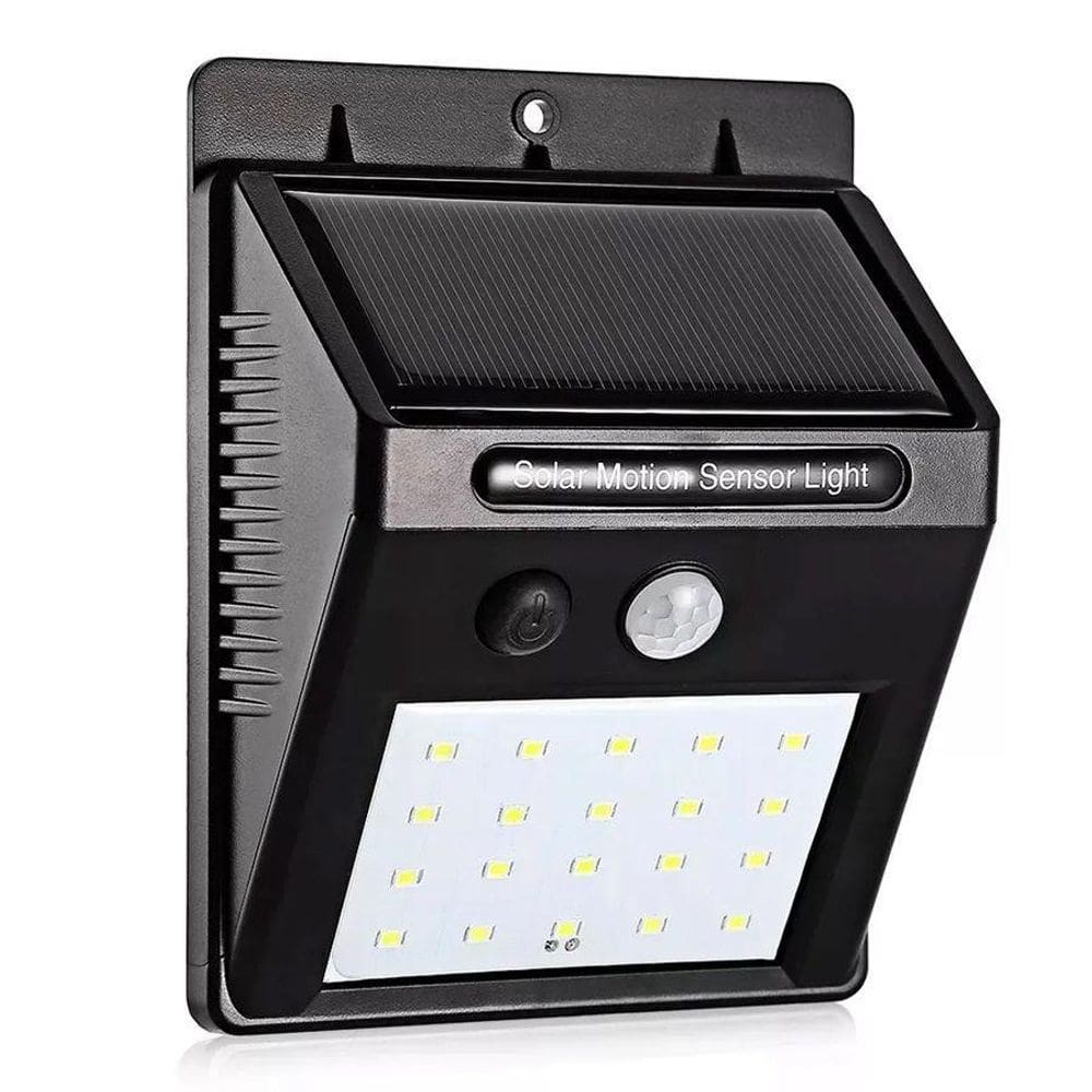 Luminária Solar Parede 30 Leds Sensor Movimento Ip65 Preto