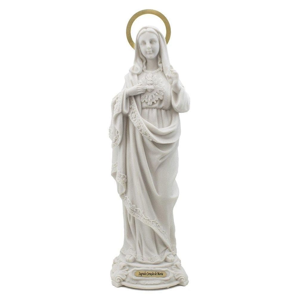 Imagem Imaculado Coração De Maria Importada Resina 35 Cm