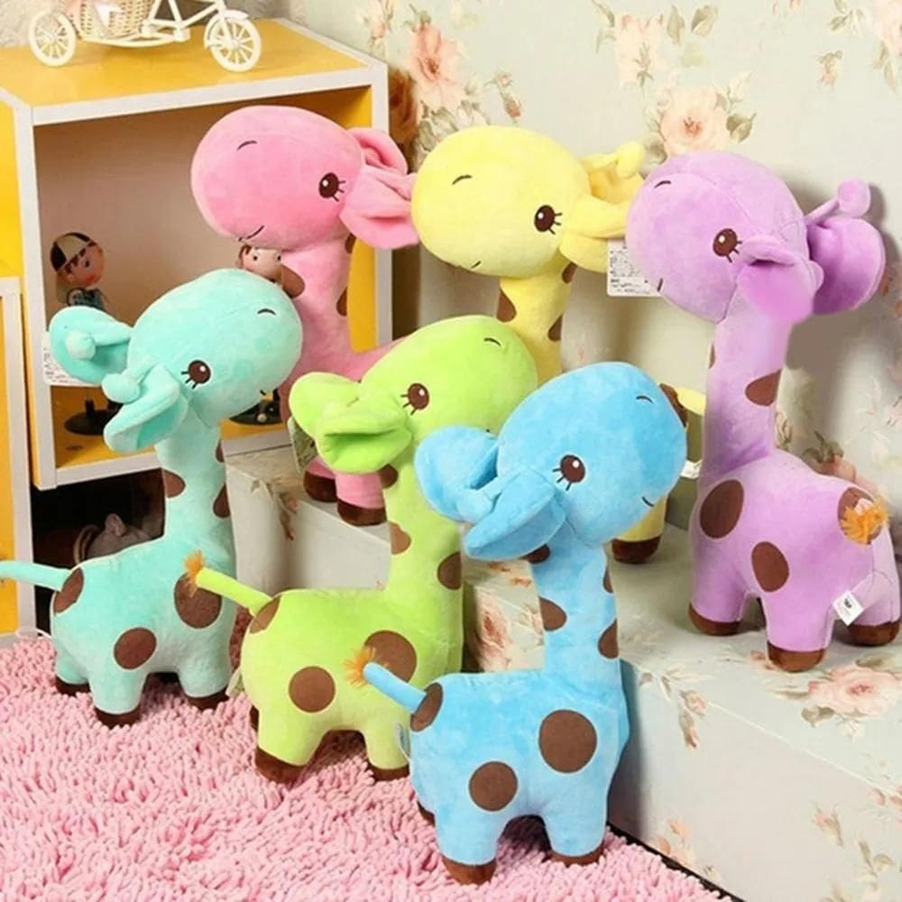 Brinquedo Pelúcia Girafas Coloridas Fofas Divertida Cor Gira