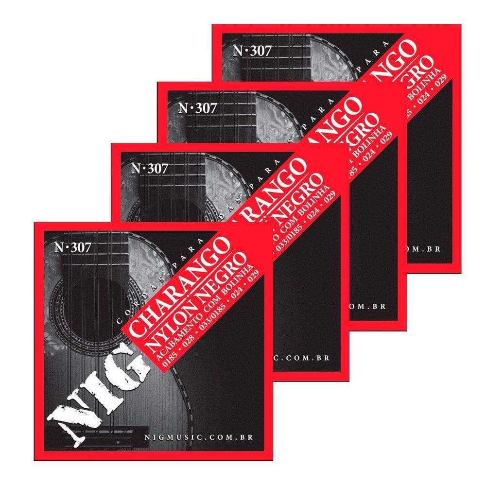 Kit 4 Encordoamentos Charango Nig N-307 Nylon Preto