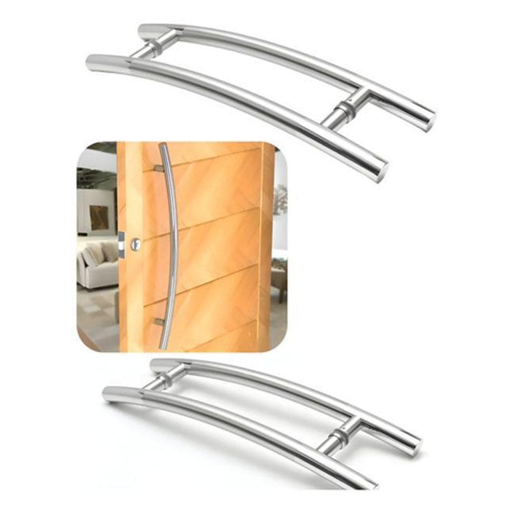 Puxador Tubular 1Mt Curvo Inox Polido Porta Vidro Belíssima