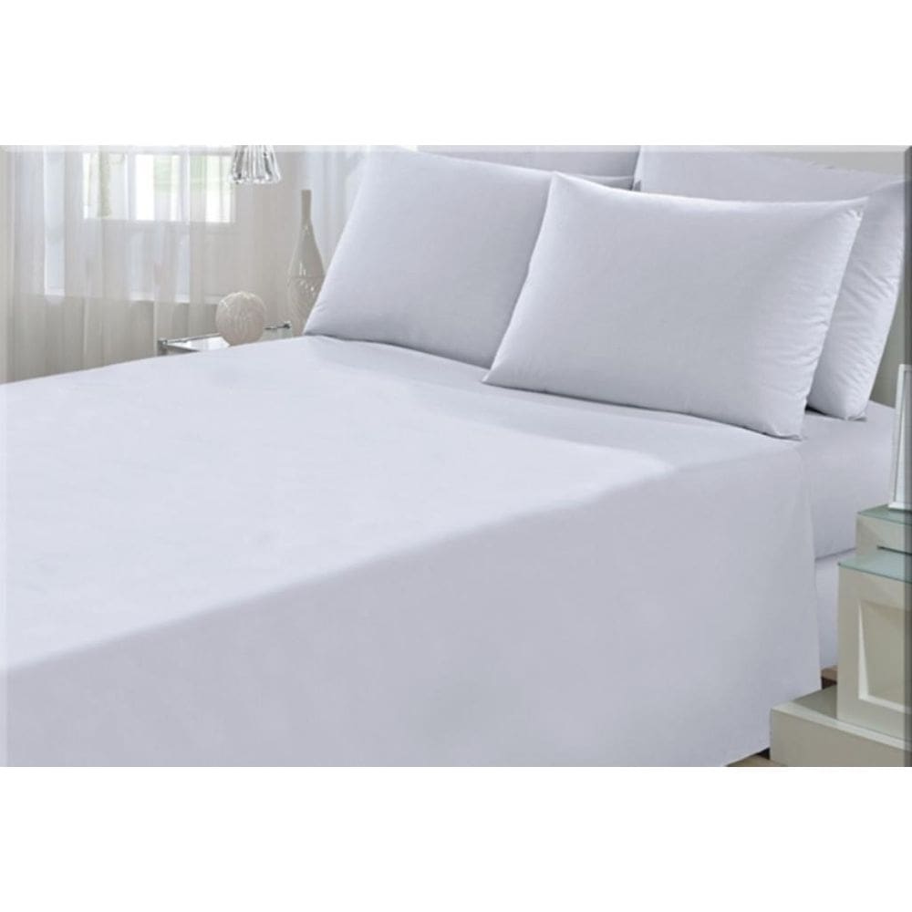 Jogo De Lençol Branco Solteiro 3 Pçs Algodão Percal 150 Fios