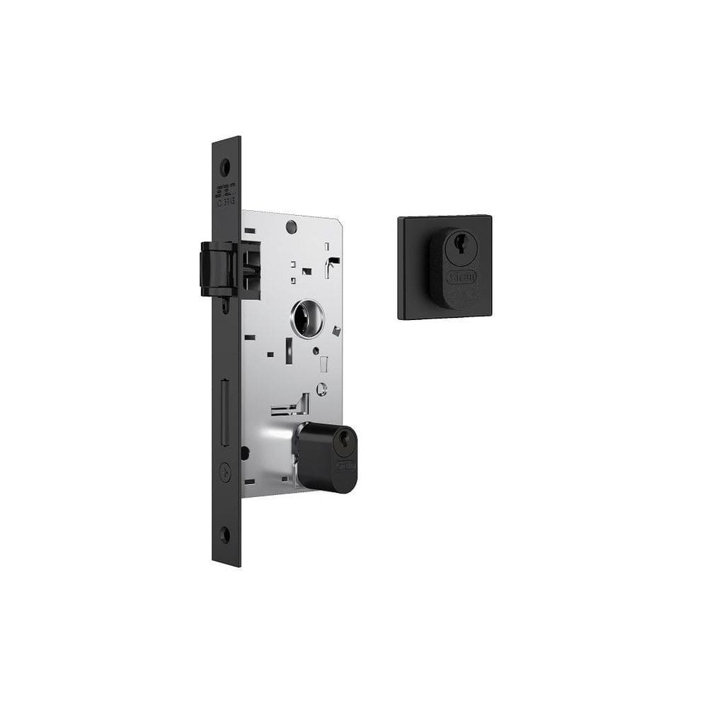 Fechadura Rolete Porta Pivotante 803 Stam C/Cilindro Preta