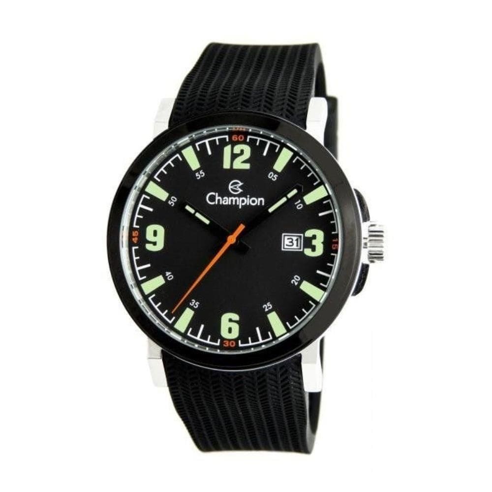 Relógio Masculino Prata Calendário Borracha Champion Ca31711