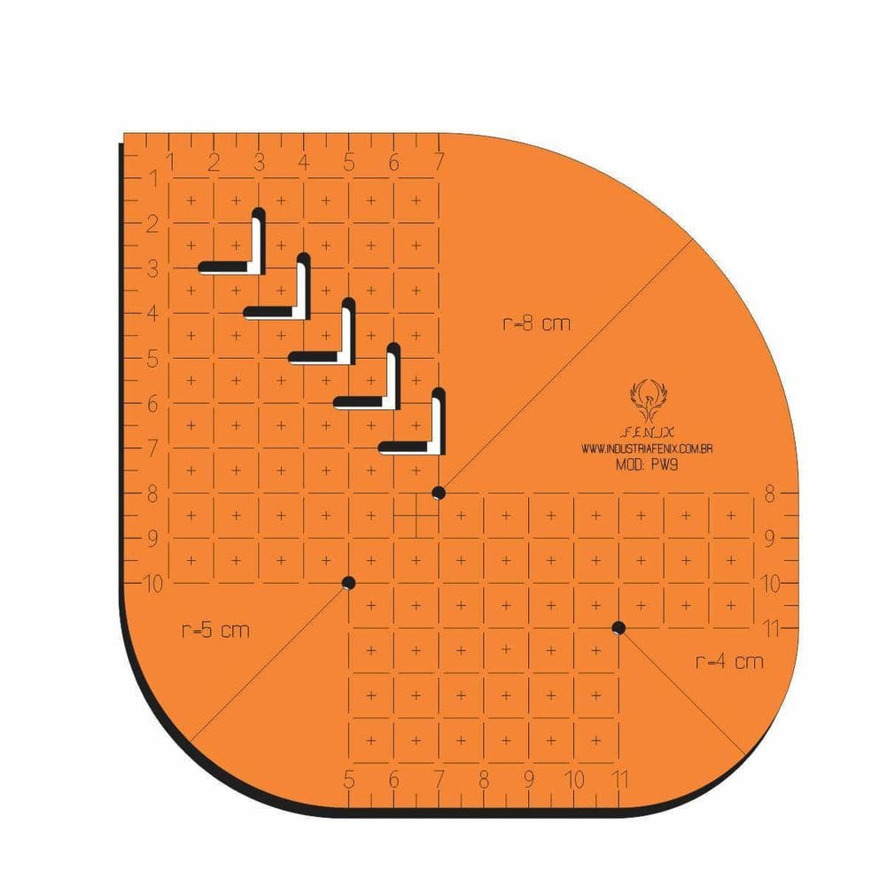 Régua Caixa Leite Gabarito Patchwork Pw9 15 Cm Laranja Fenix