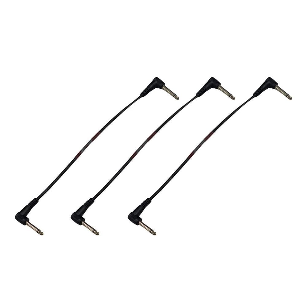 Kit 3 Cabo P10 90º Em L Para Pedal Efeitos 25Cm Preto Mxt