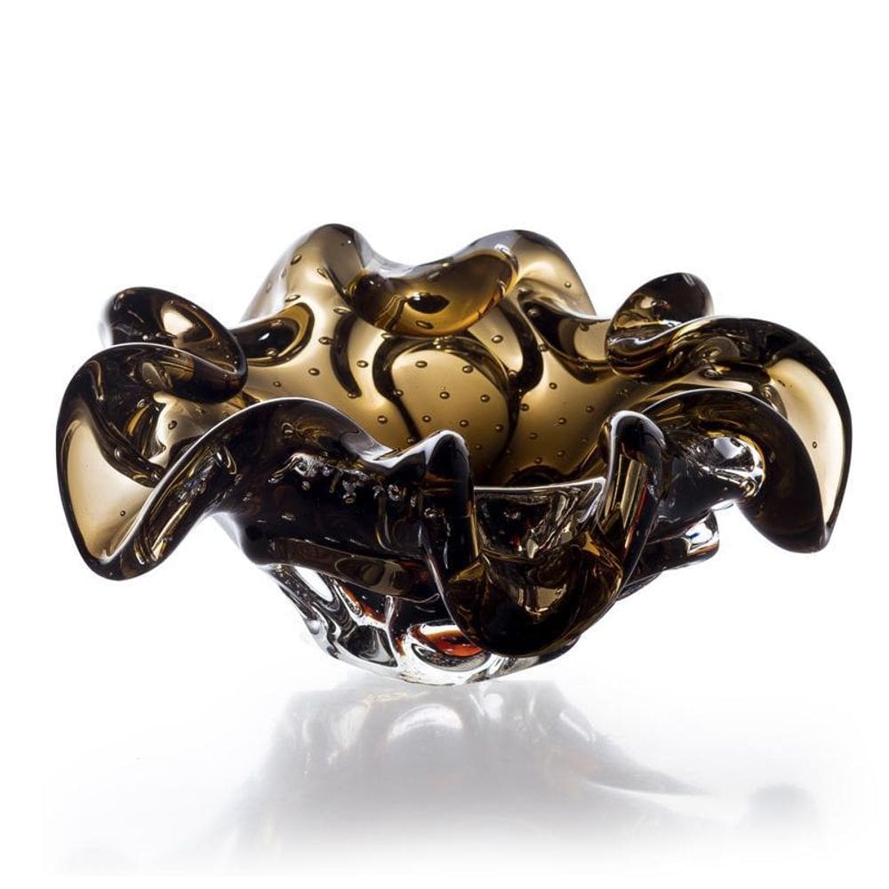 Centro De Mesa Em Cristal Murano Marrom - São Marcos 14Cm