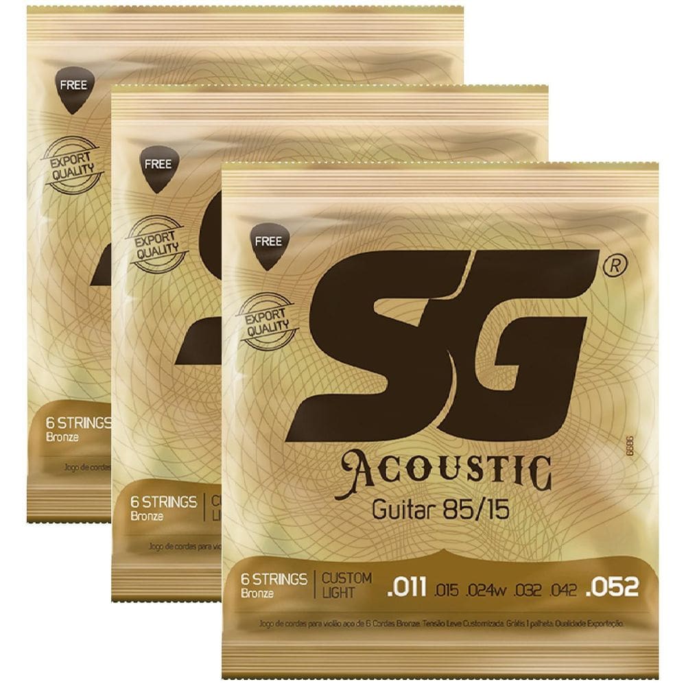Kit 3 Encordoamentos Violão Aço Sg Bronze 011 Cod 6686
