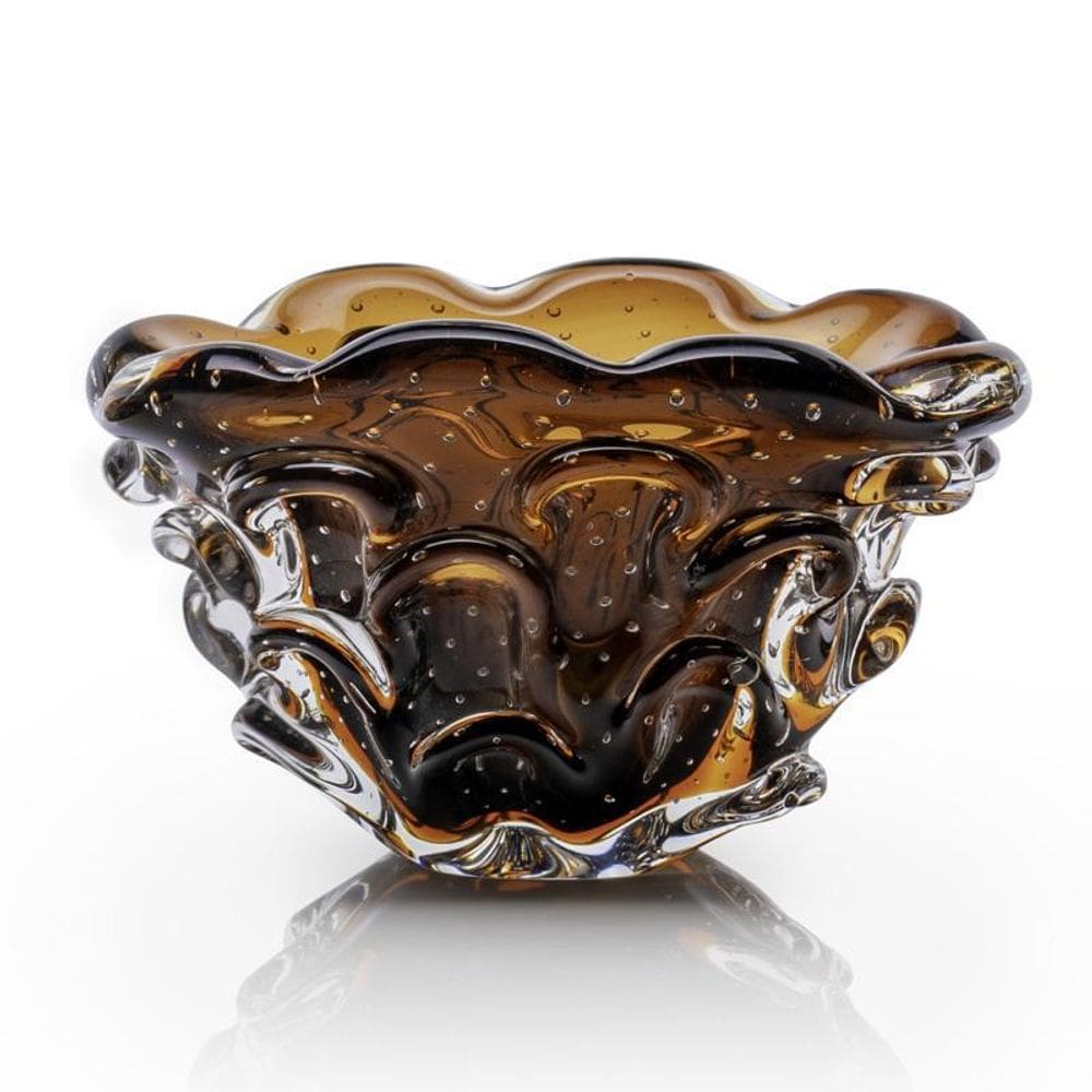 Vaso Em Cristal Murano Marrom - São Marcos 20Cm