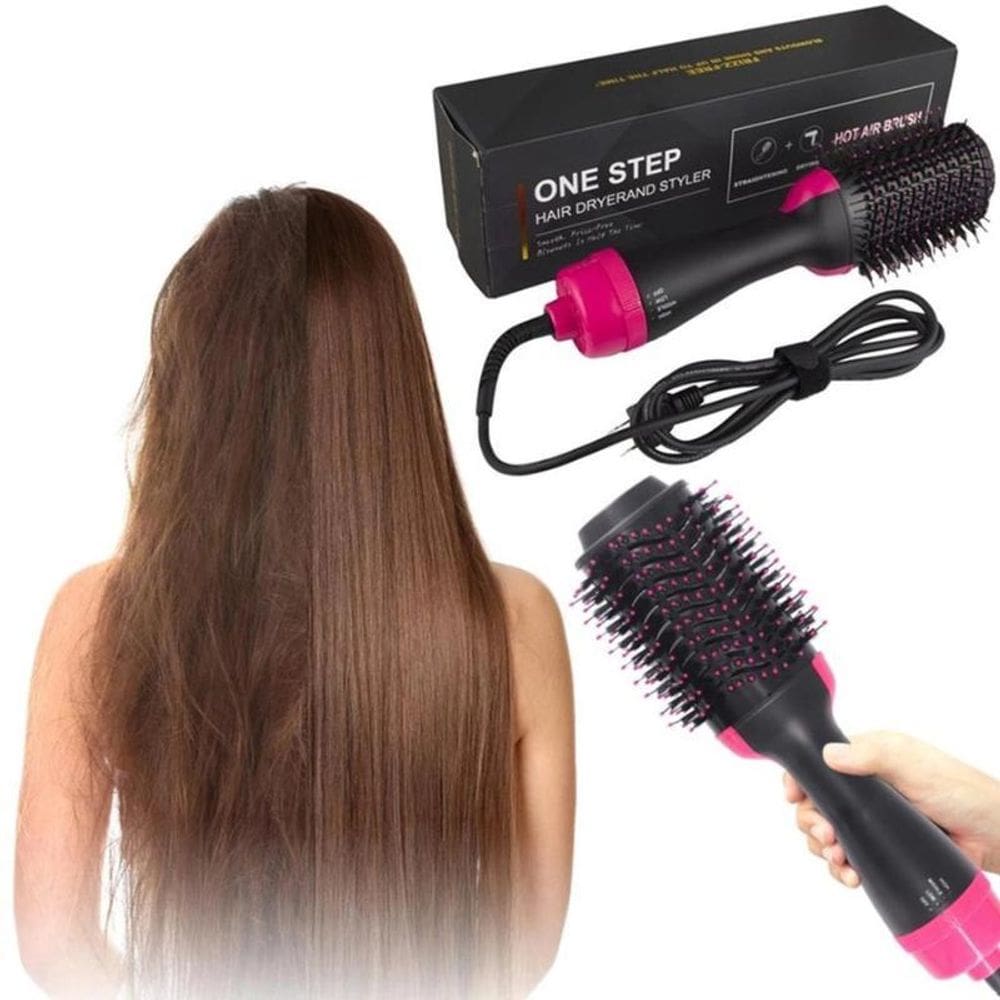 Escova Secadora Alisador Elétrica Quente Cabelo 3 Em1 Hair