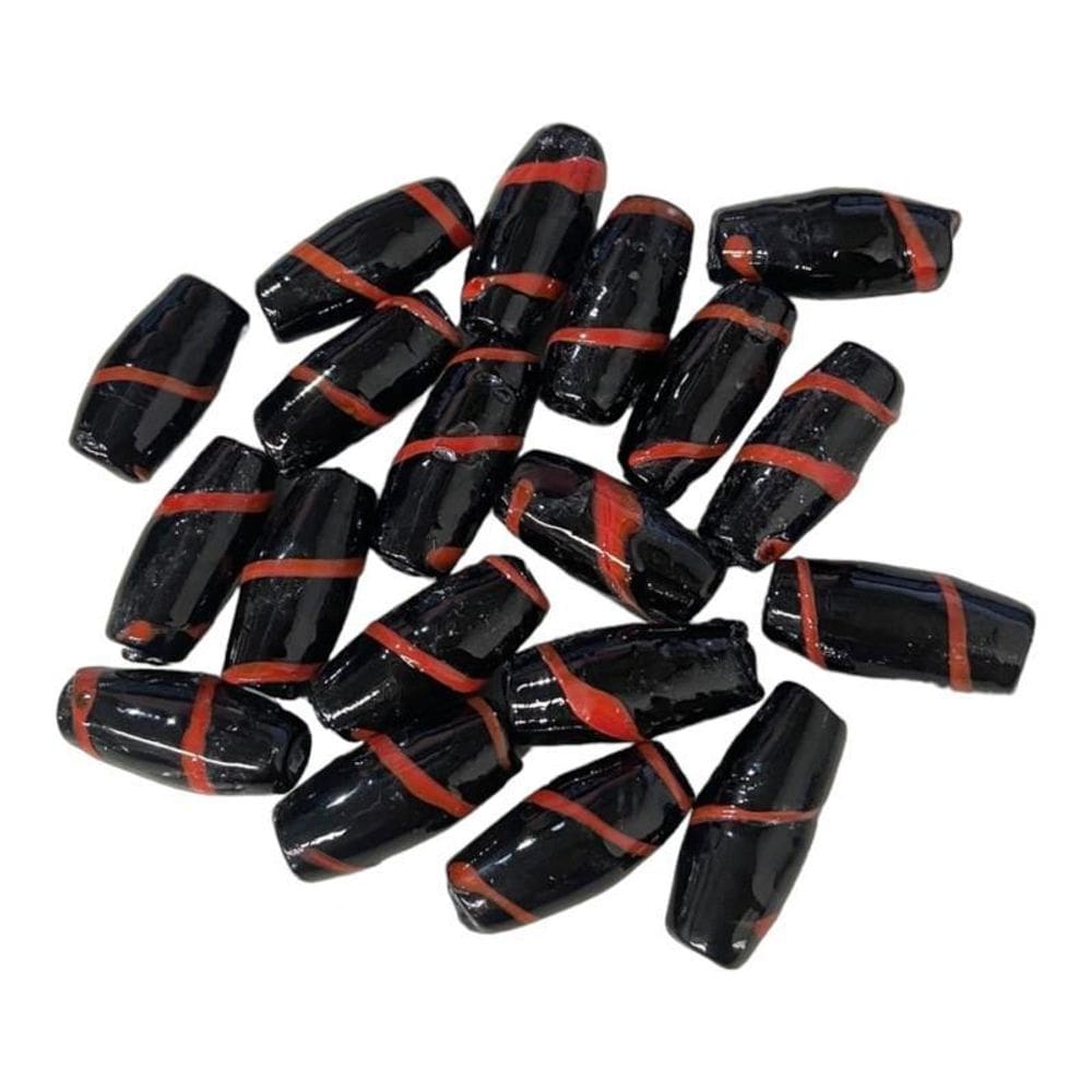 Kit 7 Firmas Azeitona 35X15Mm Preto E Vermelho Murano Guias