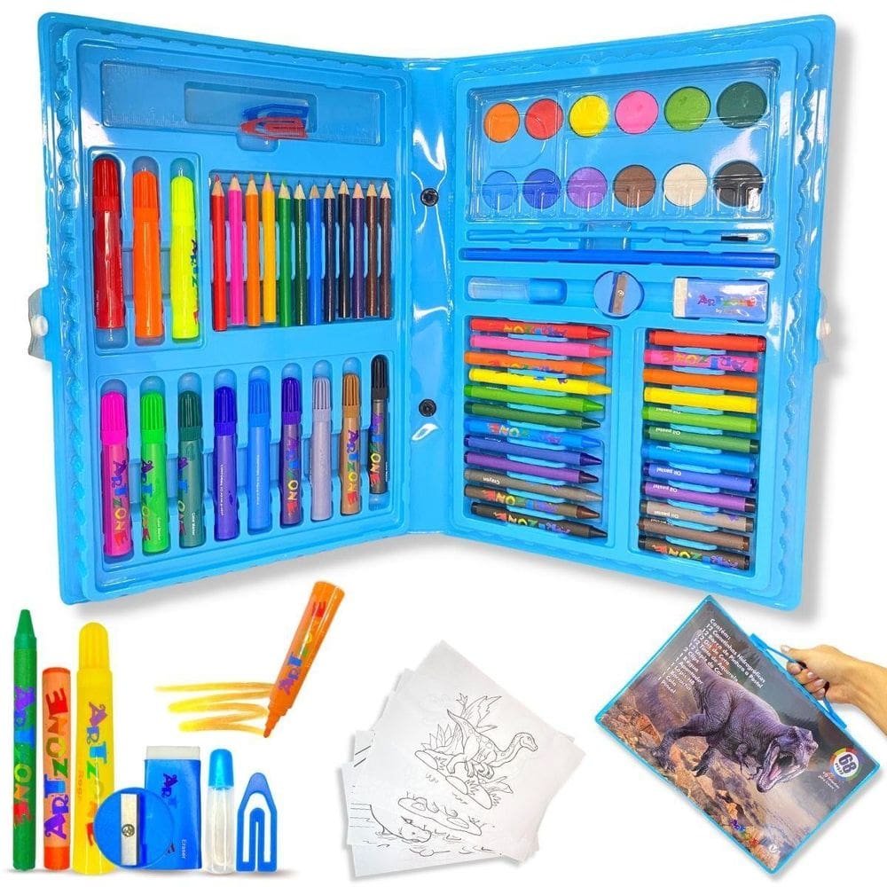 Maleta Pintura Infantil Estojo 68 Peças | Estimula Criatividade | 3,5cm Altura | 31cm Largura