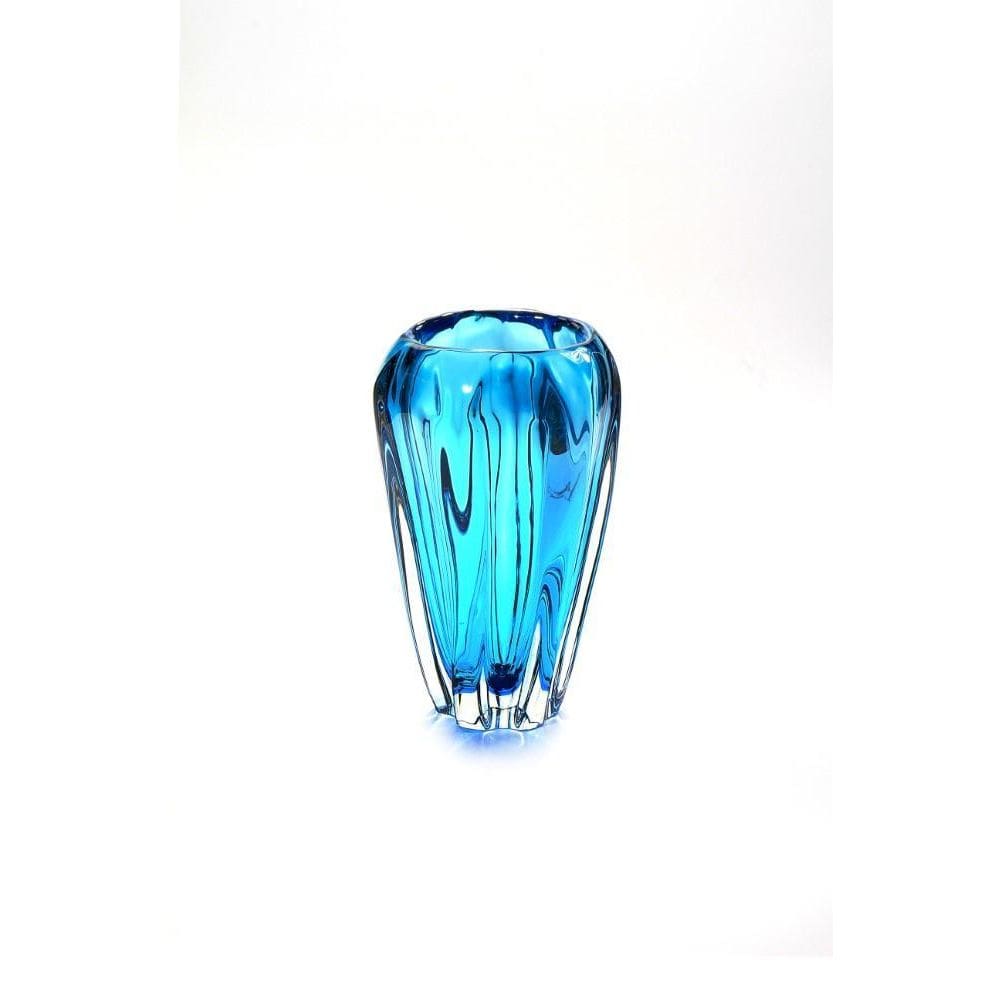 Vaso Cristal Murano Água Marinha E Esmeralda São Marcos 32Cm