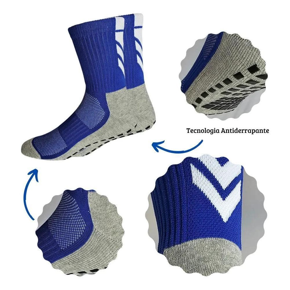 2X Kit 6 Pares Meia Antiderrapante Futebol Esportiva Academi