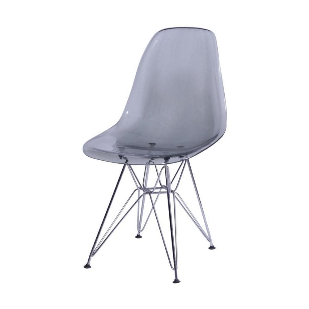 Cadeira Boxbit Dkr Eames Base Cromada Fumê
