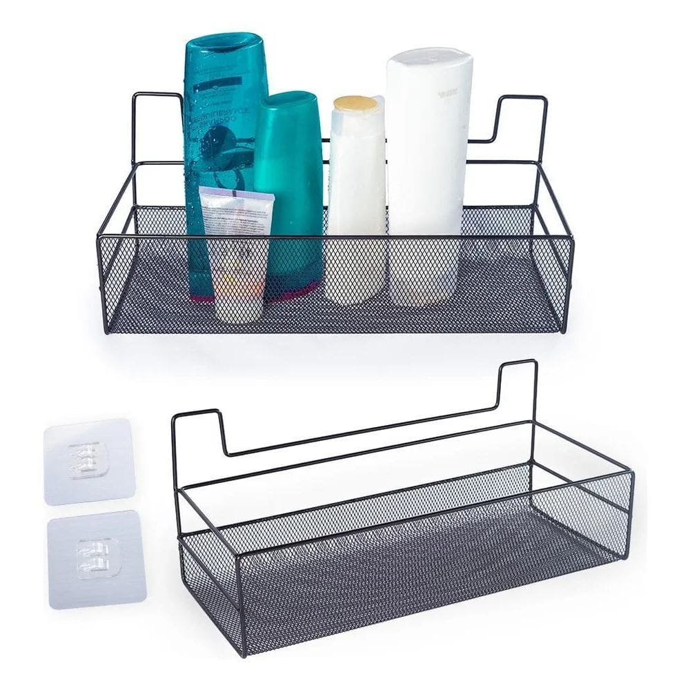 2X Porta Shampoo Sabonete Suporte Metal Adesivo Parede Banhe