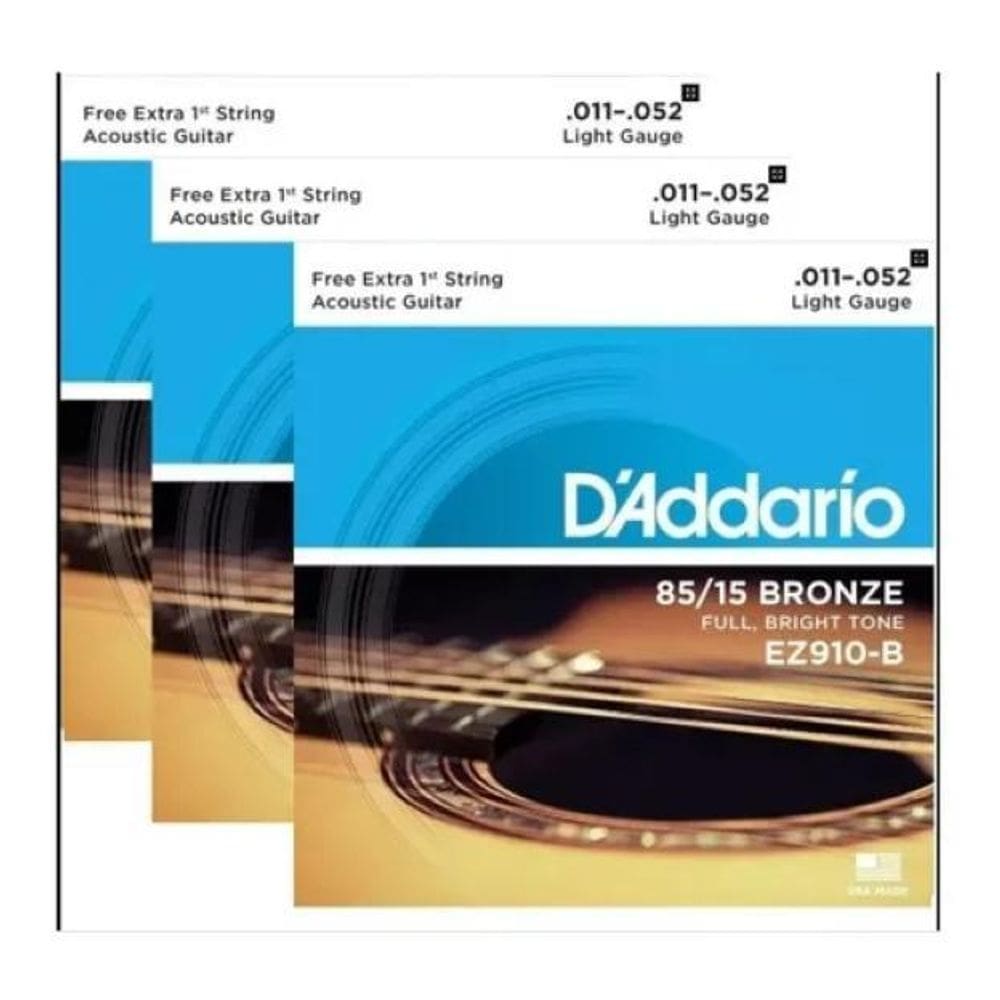 Kit 3 Encordoamentos Violao Aco Daddario Ez910 011