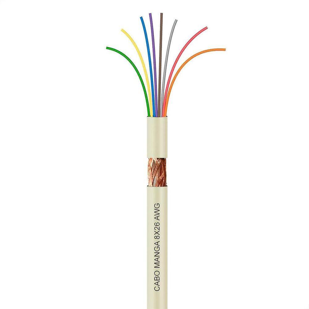 Cabo Manga 8X26 Awg - Com Blindagem Bege - 40 Metros