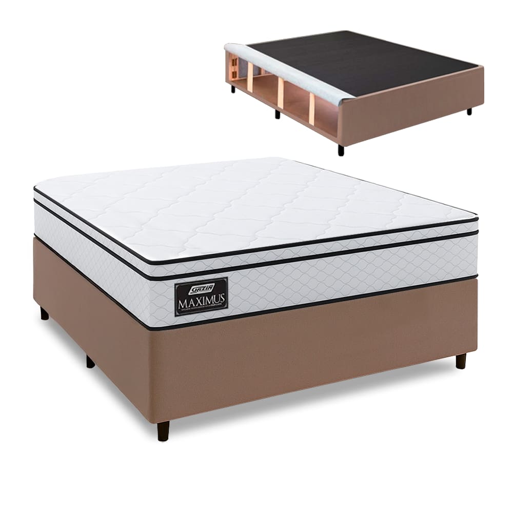 Cama Box Baú Lateral Queen Gazin Colchão com Molas Ensacadas 158x198x68cm Maximus