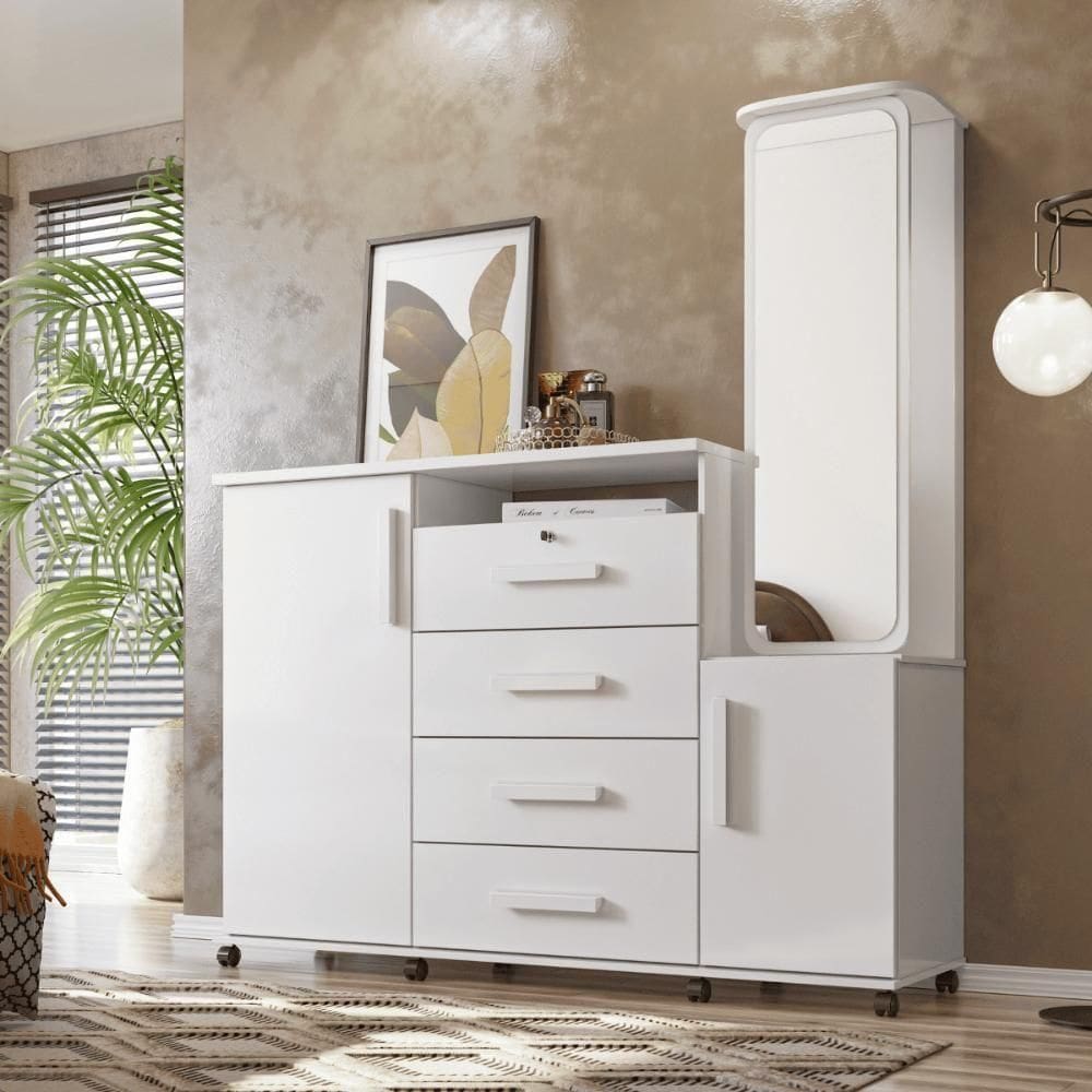 Comoda Multiuso Seul Branco Brilho