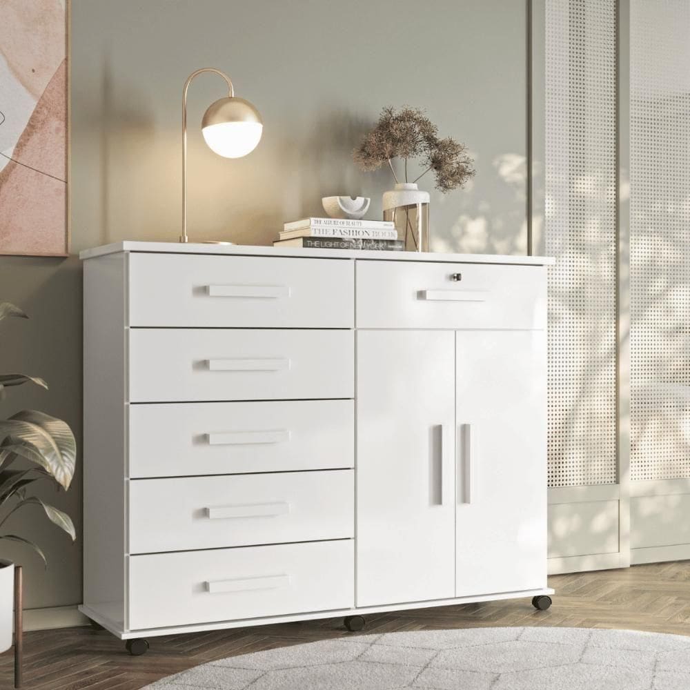 Comoda Multiuso Bruxelas Branco Brilho