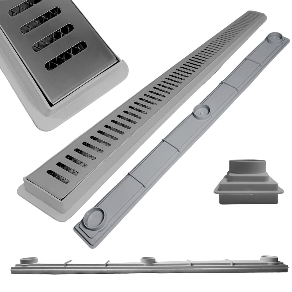 Ralo Linear para Apartamento Inox Palito 70cm x 5cm Cocho Raso Cinza