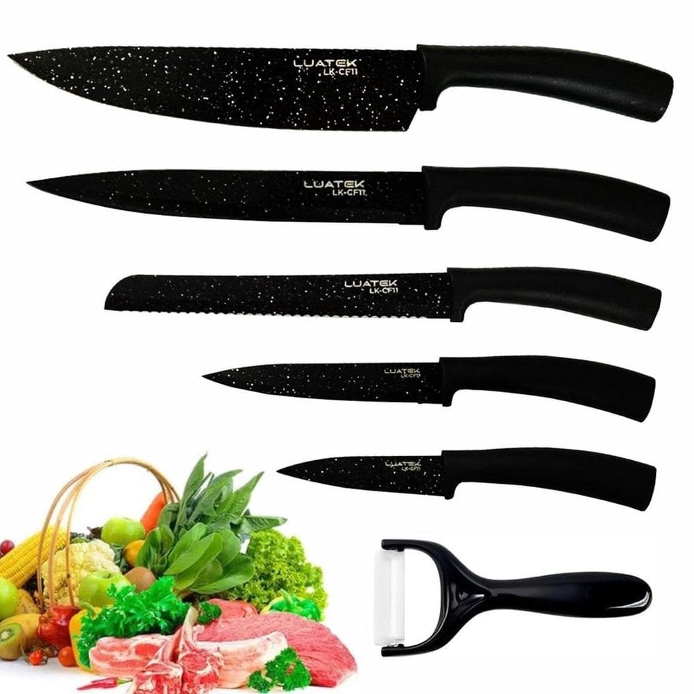 Kit Facas Churrasco Em Inox Profissional 6 Peças Cozinha