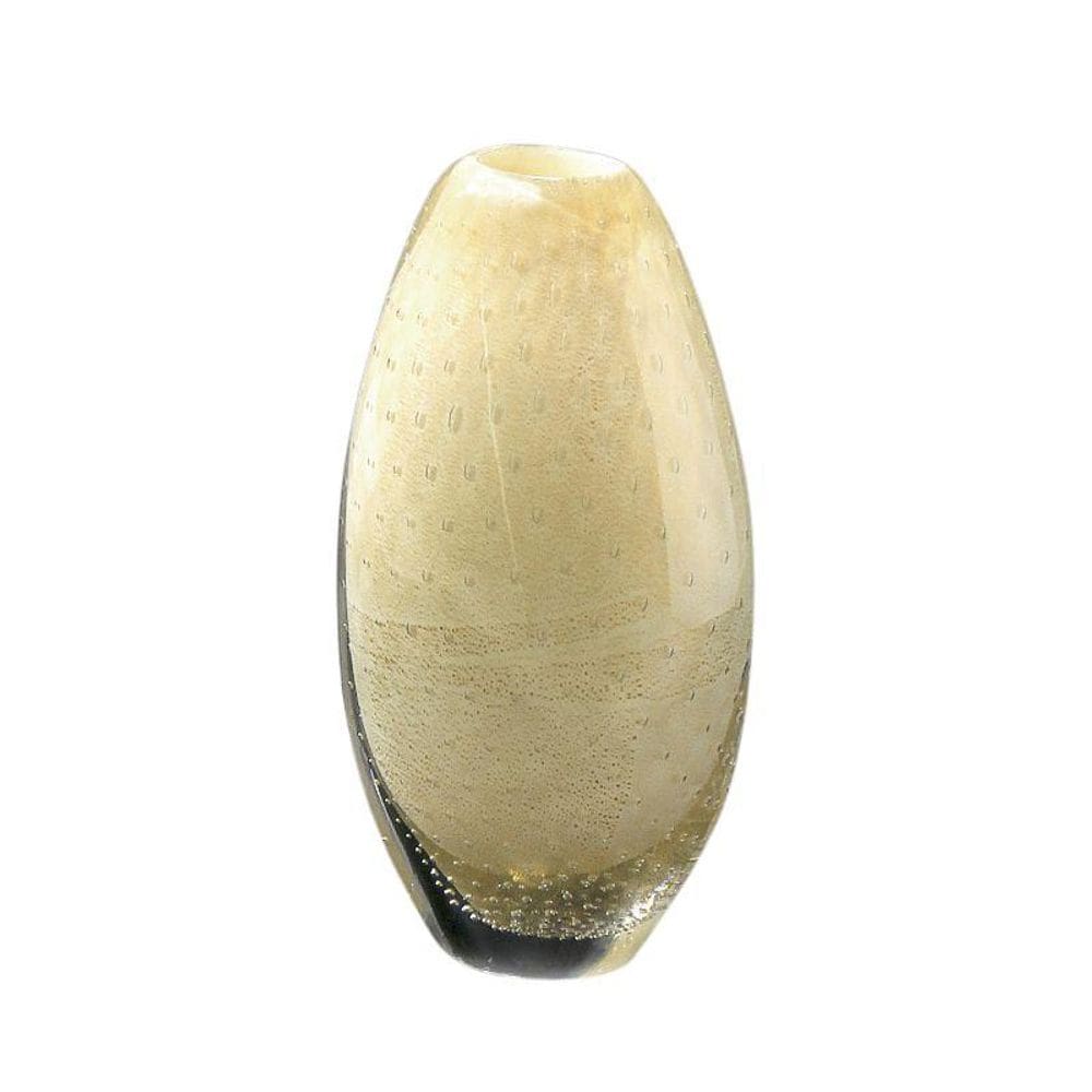 Vaso Em Cristal Murano Pérola Com Ouro 24K São Marcos 34Cm