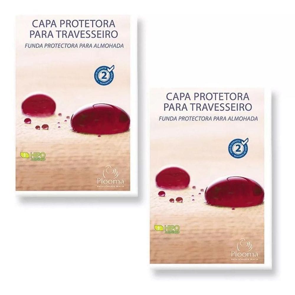 Kit 02 Capas Protetora Travesseiro Impermeável Plooma Zíper