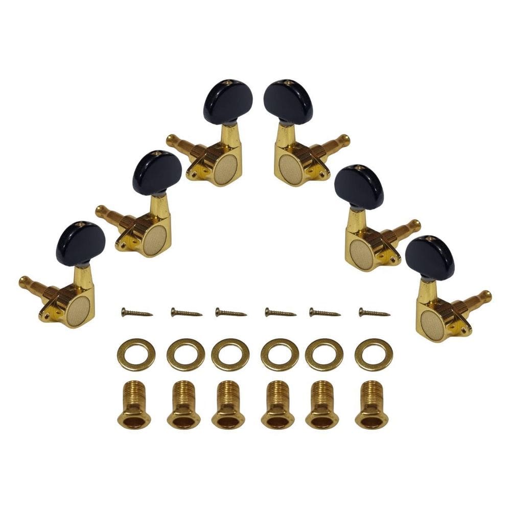 Tarraxa Violão Aço Blindada 3+3 Dourada Preta Mhv701Dx Gd/Bk