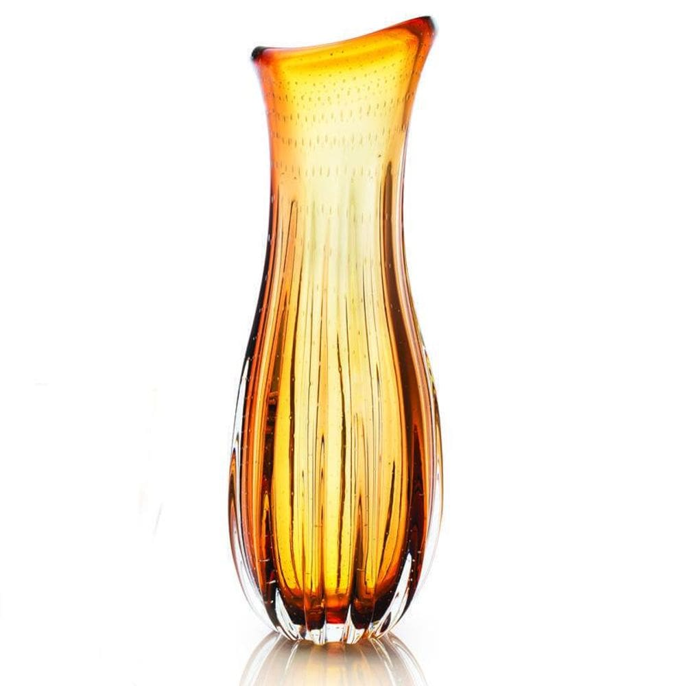 Vaso Em Cristal Murano Âmbar E Lilás - São Marcos 60Cm