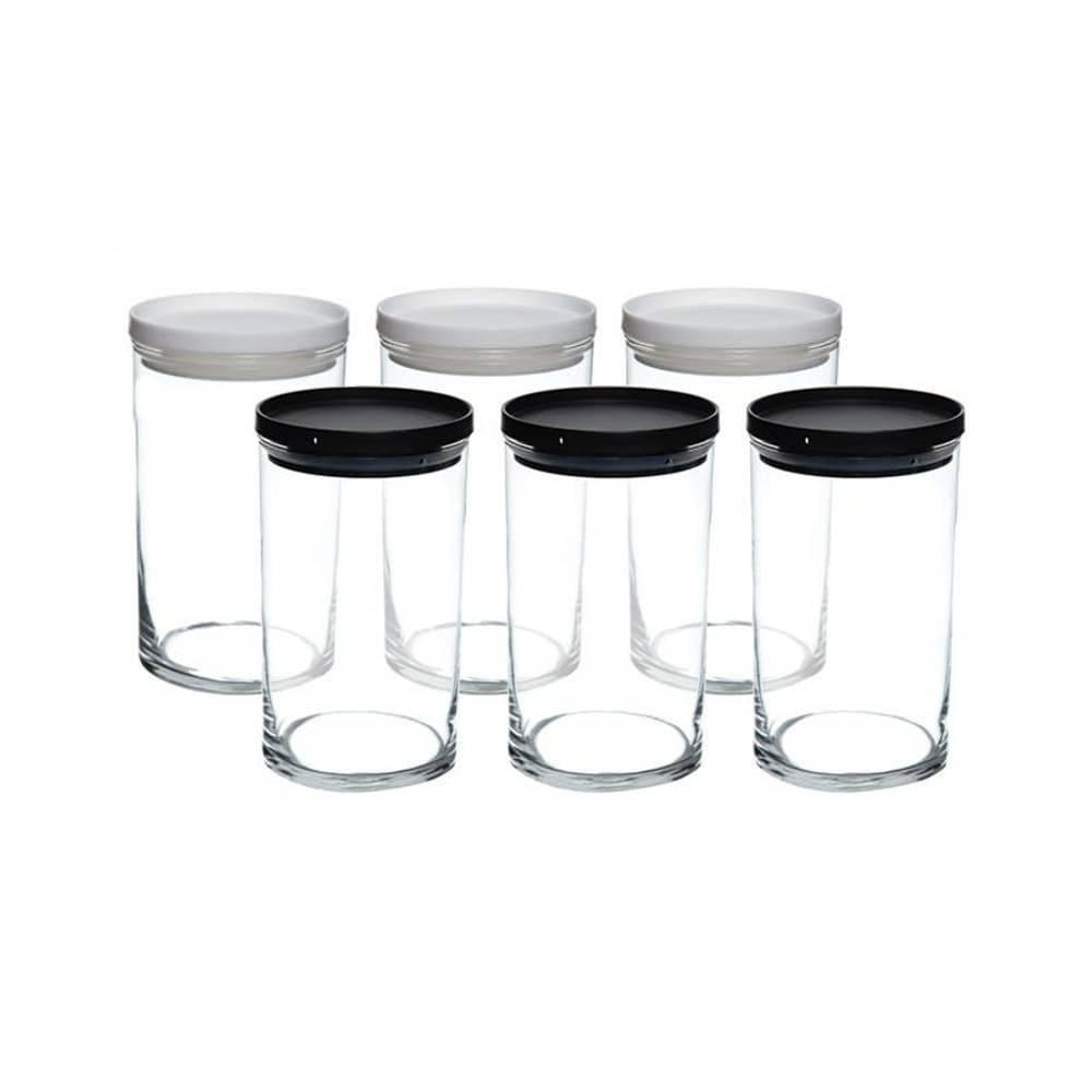 Conjunto De 6 Potes Em Vidro Com Tampa Canary 880 Ml