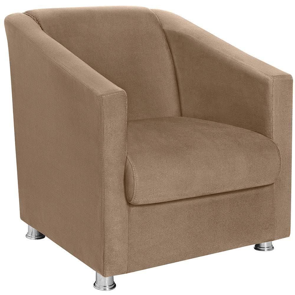 Poltrona Decorativa Bia Suede Marrom Claro Mpassos Marrom Claro