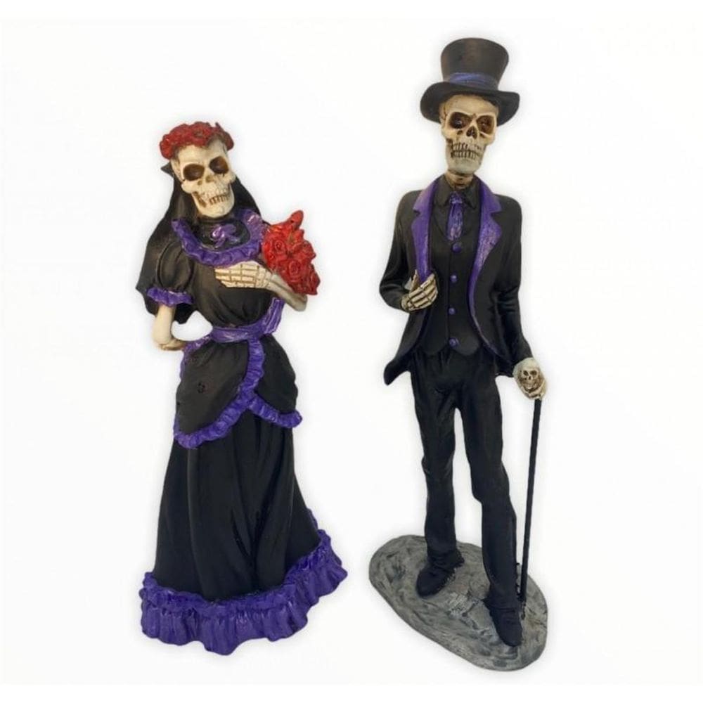 Esculturas Exú E Pomba Gira Caveira Roxo 27 Cm Em Resina