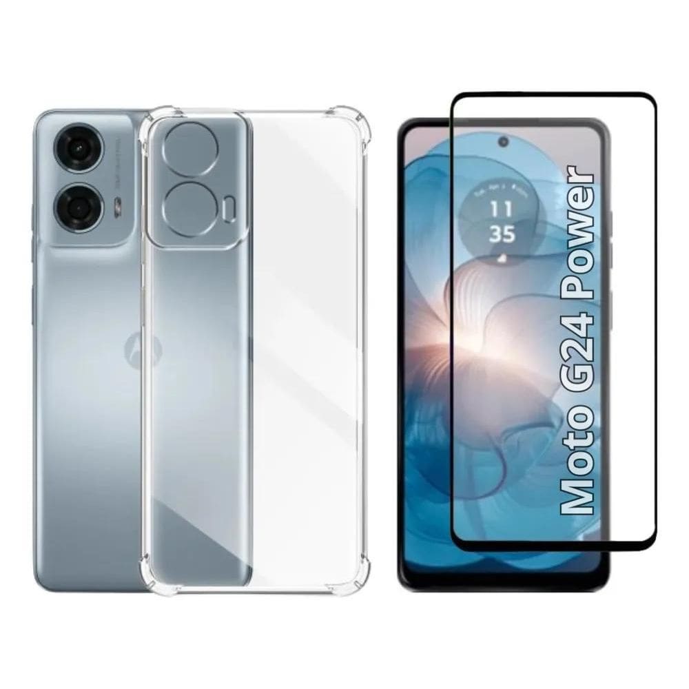 2X Capa Capinha Case + Película 3D Para Motorola Moto G24 Po