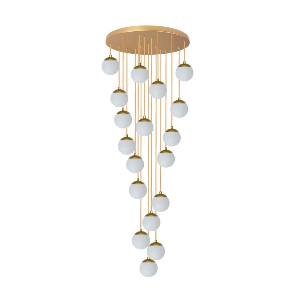 Pendente Moderno Dourado 18 Globos Pé Direito Duplo Escada V