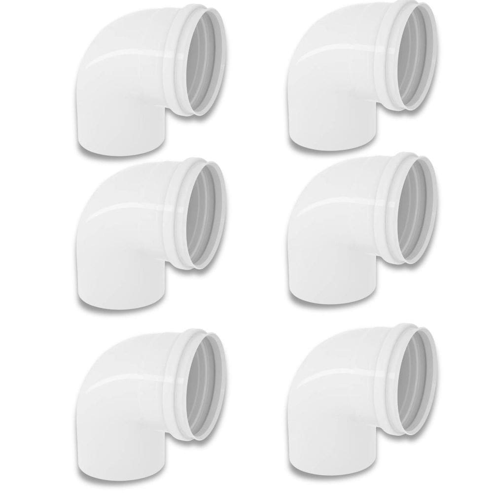 Kit 6 Cotovelos Joelho Esgoto Pvc 90 Graus Branco 150Mm