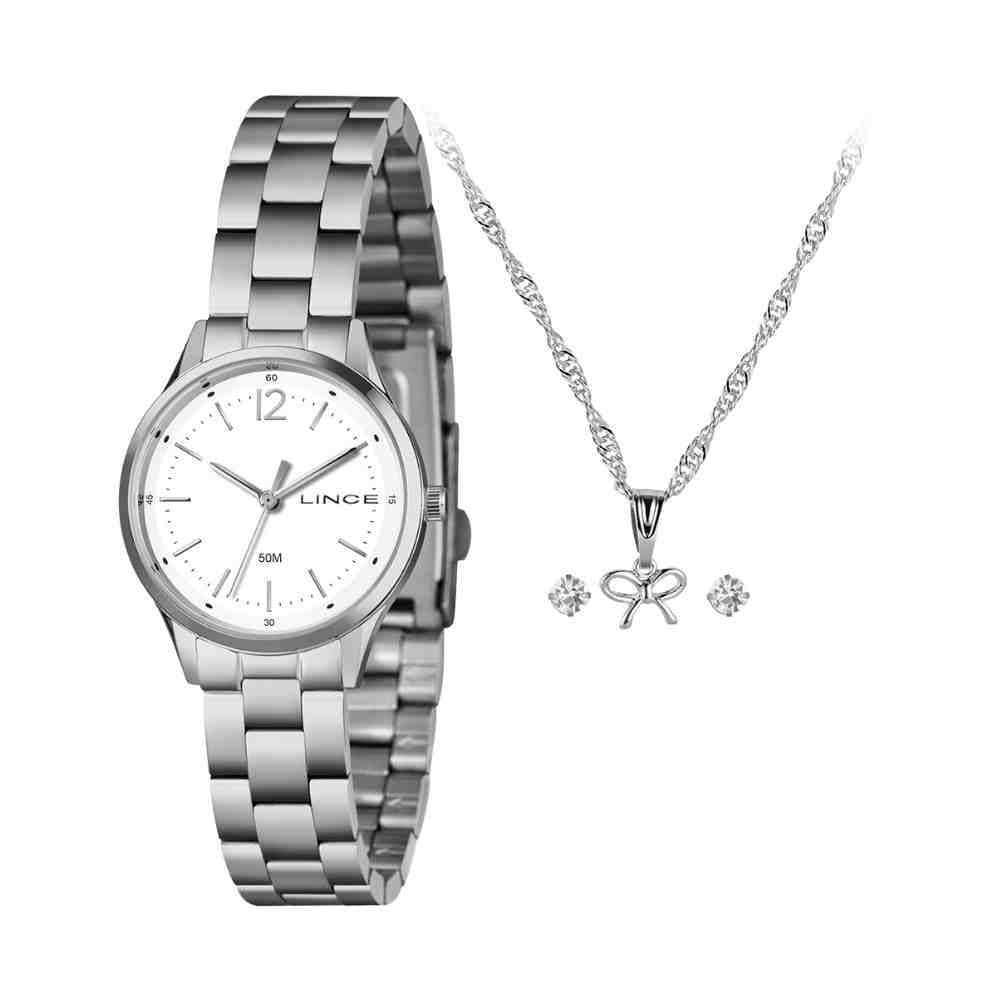 Kit Relógio Lince Dress Prata Feminino Lrmh205L30