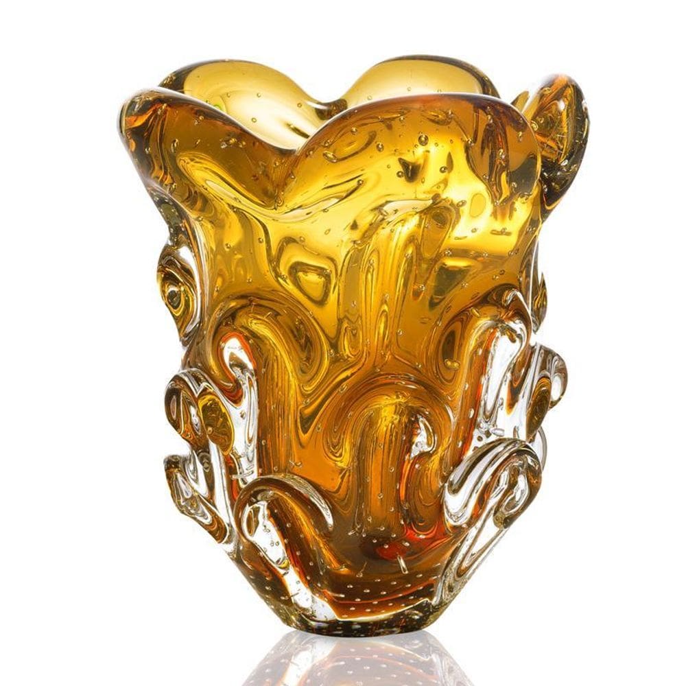 Vaso Em Cristal Murano Âmbar - São Marcos 17Cm