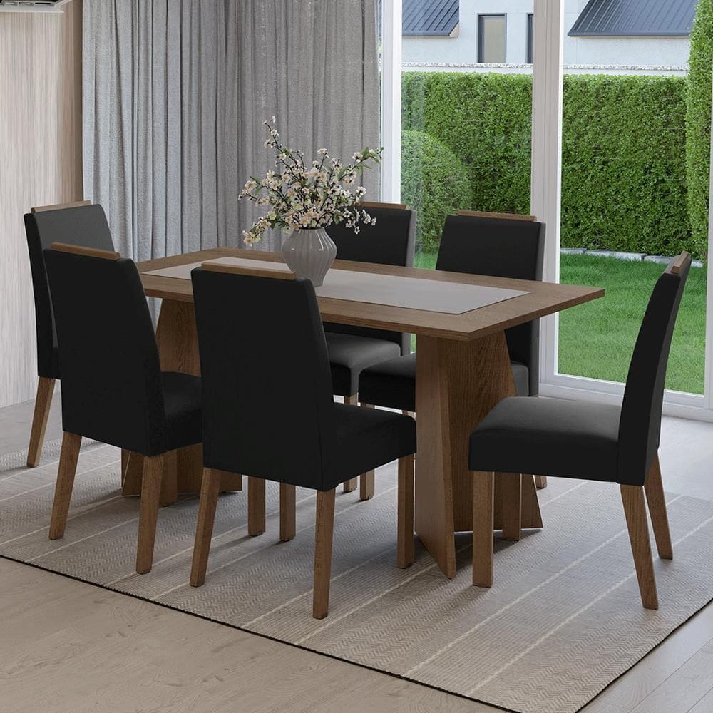 Conjunto Sala de Jantar Tampo de Madeira 6 Cadeiras Rustic/Oxford Soho Madesa