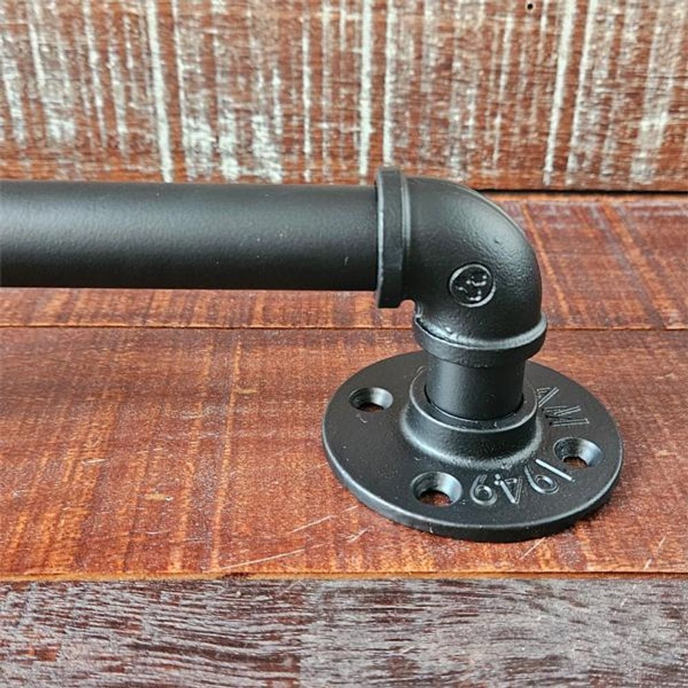 Puxador Duplo Industrial Ferro Fundido Pipe Preto Fosco