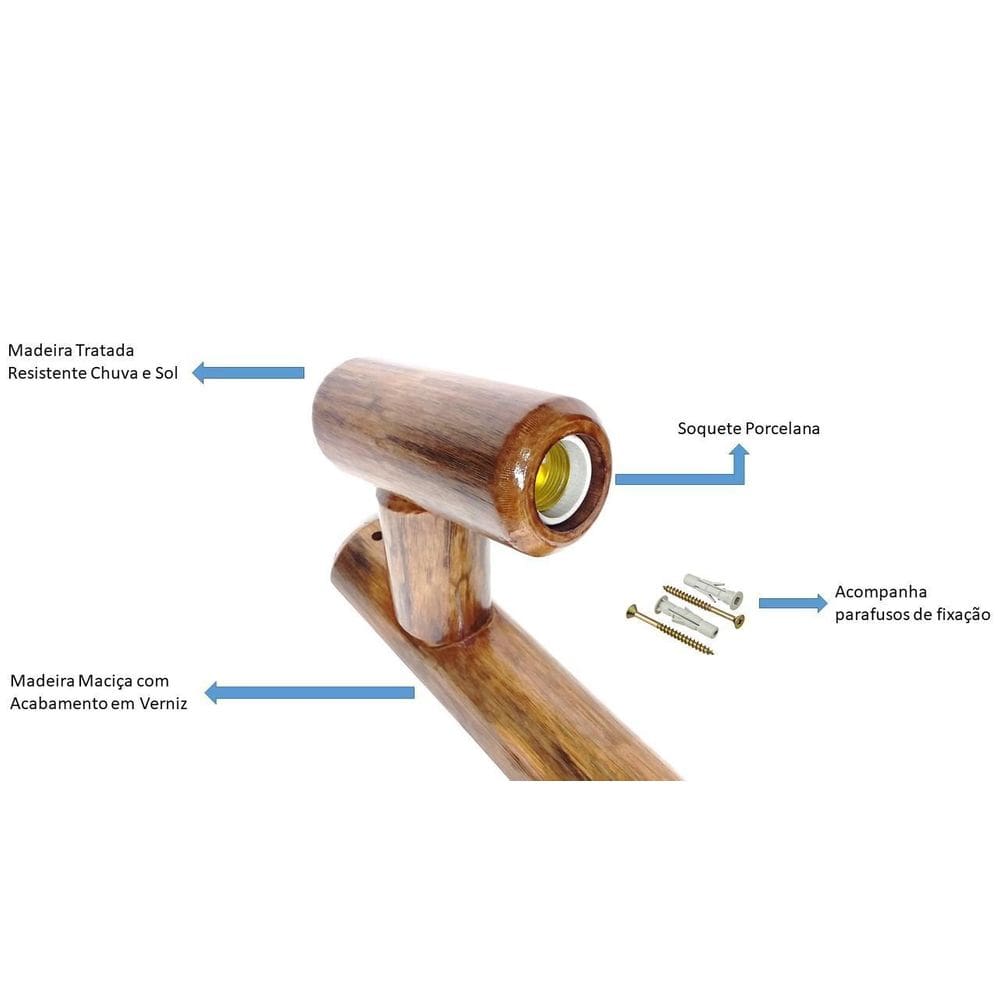 Kit 4 Arandelas Madeira Rústica