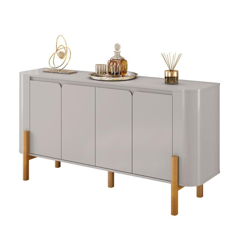 Aparador Buffet Imbassai Sala 4 Portas Pés Madeira Maciça