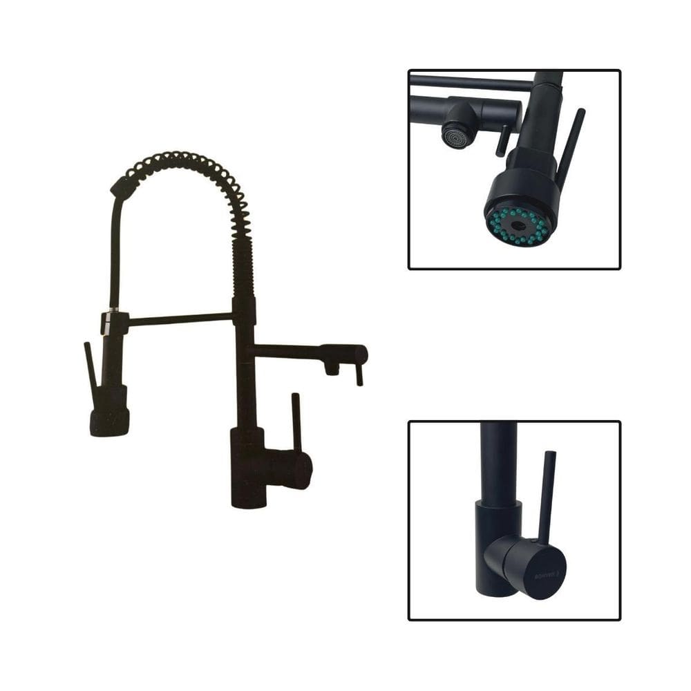 Torneira Gourmet Flexível Preta Cozinha Controle Duplo 1/2