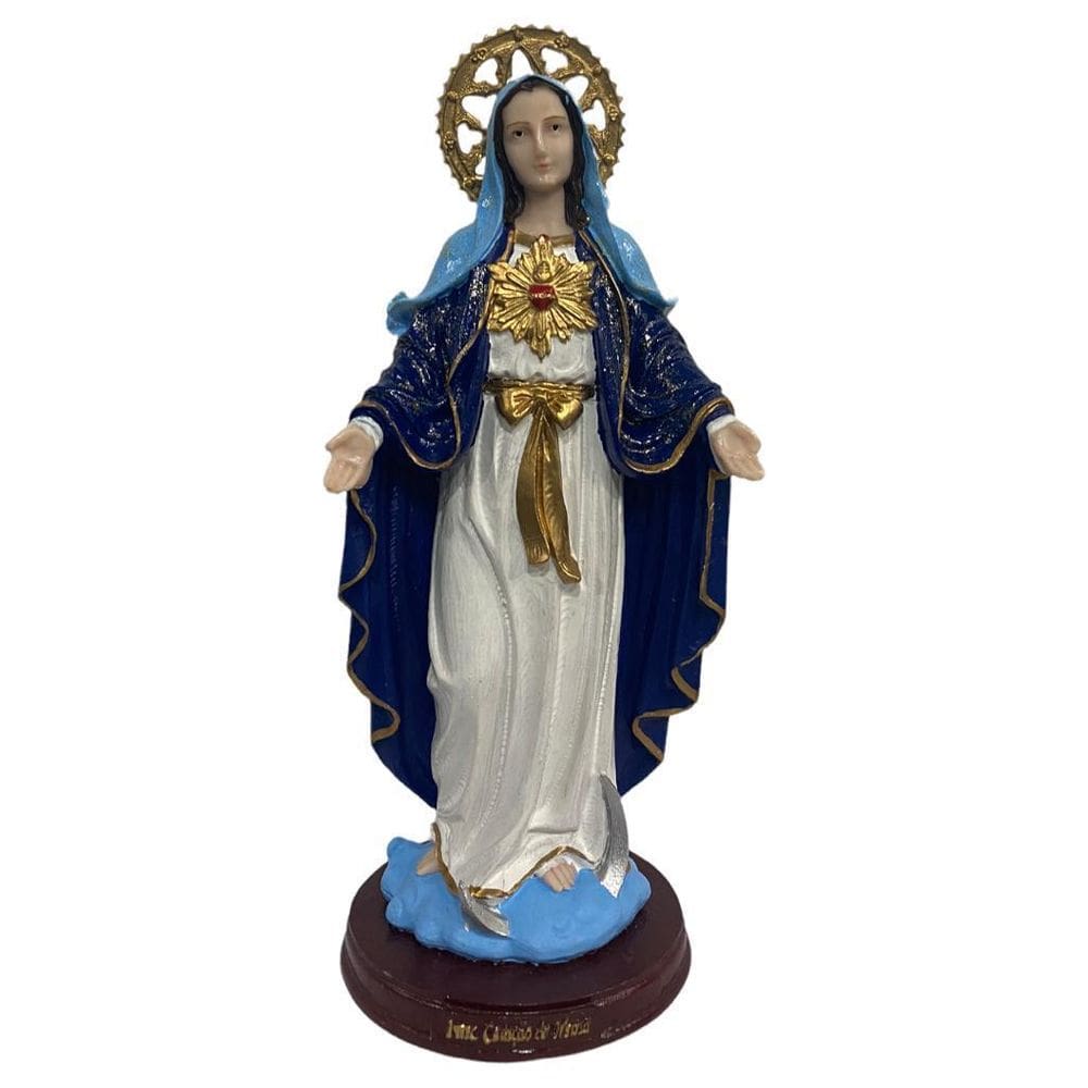 Escultura Imaculada Sagrado Coracao Maria Coroa 30 Cm Em