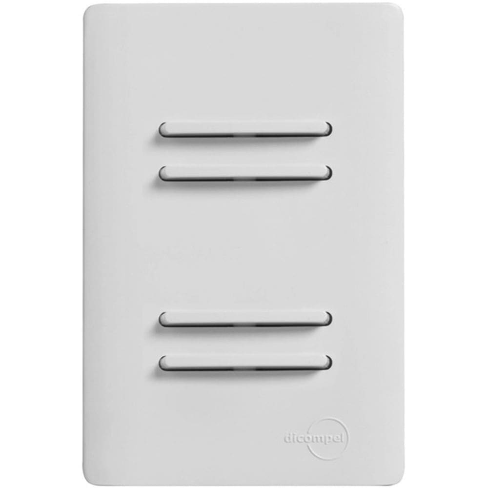 2 Interruptores Simples e 2 Interruptores Paralelos com Placa 4x2 Branca da Linha Novara - DC-1100/174 - DICOMPEL