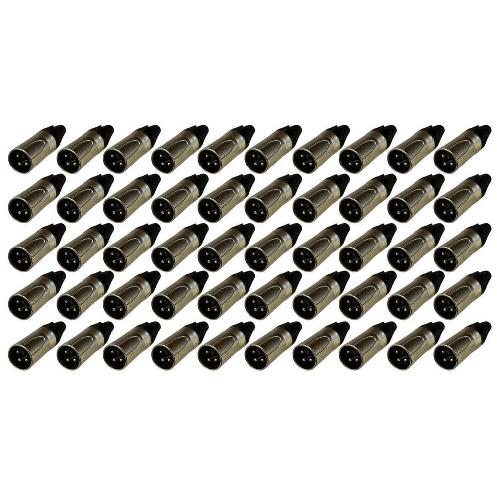 Kit 50 Plug Xlr Macho Profissional 3 Vias Soundvoice Xl03Mc