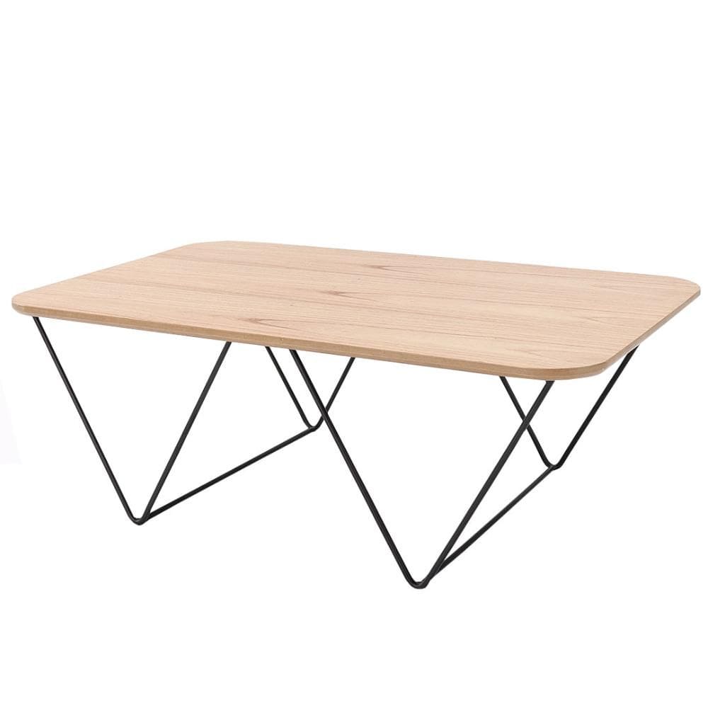 Mesa de Centro Veneza Retangular Nacional Móveis 90 cm (largura) Tampo MDF Amêndoa Base Metal Preto