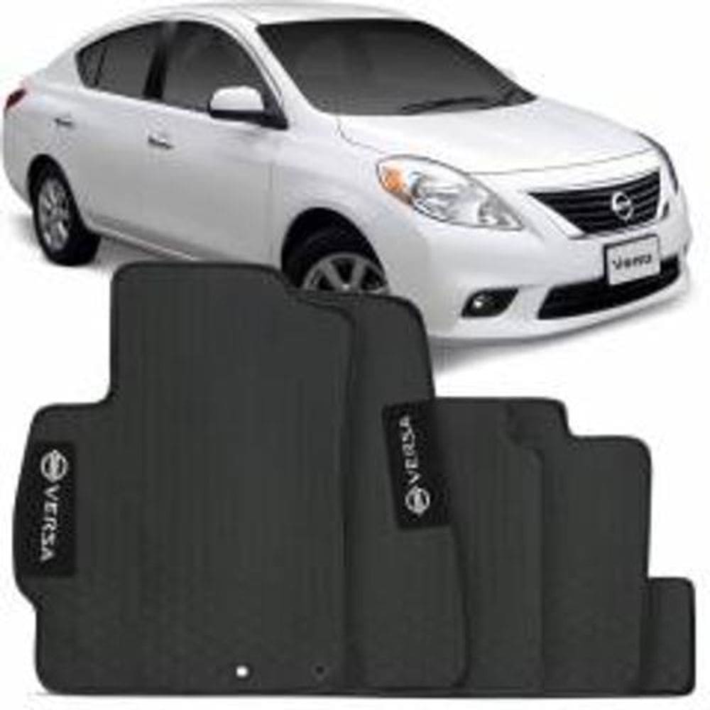 Tapete Automotivo Versa - Borracha Pvc Bordado Linha Black